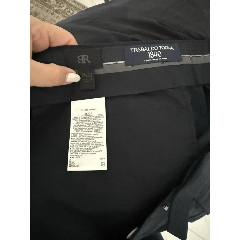 Banana Republic Trabaldo Togna 1840 Wool Dress Pants 38x30 Navy Italian Birdseye